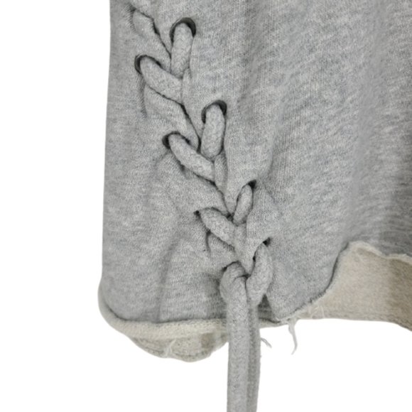 Betsey Johnson Lace Up Crop Oversize Fleece L - Picture 10 of 11
